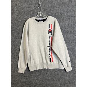 Champion Men's Powerblend Fleece Logo Sweatshirt Size XL Gray Crew Neck Pullover